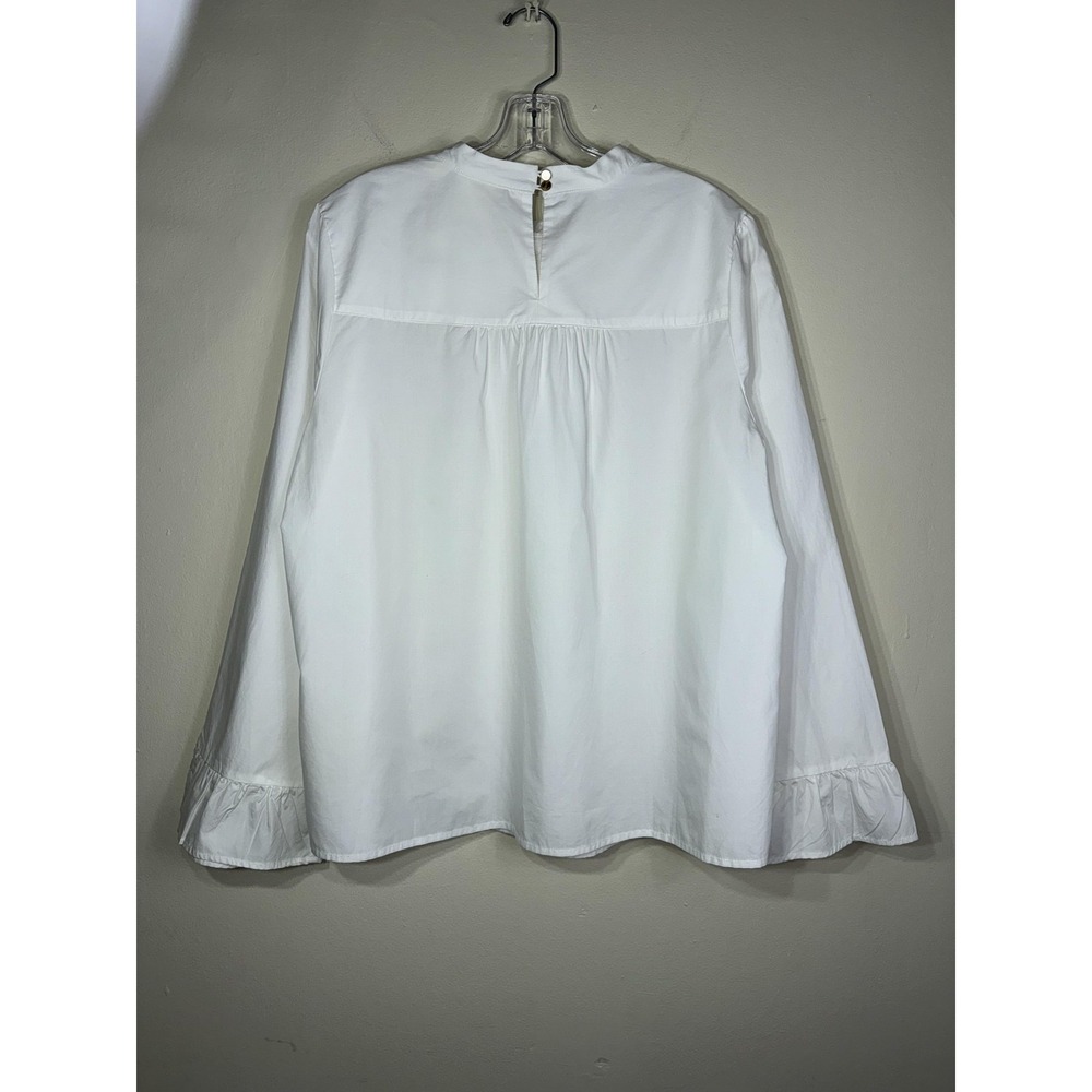 Maeve Anthropologie Blouse Womens 14 White Bell Sleeve Top NEW - Picture 3 of 15